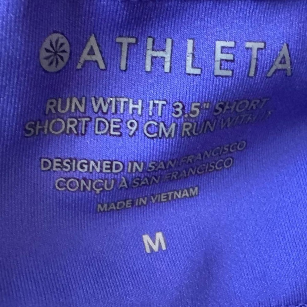 Athleta Mesh Racer Run Mid Rise Shorts 4" Purple Blue Lined Running Sz M - Picture 4 of 4